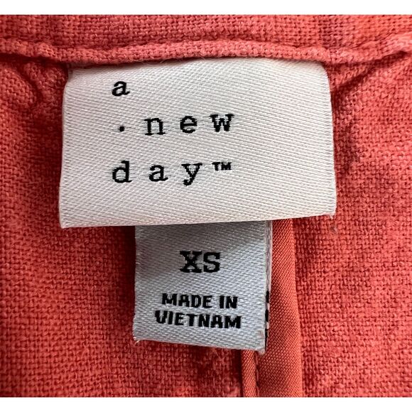 A New Day Women's Blazer Jacket Linen Blend Orange Button Closure Size XS - Picture 4 of 9